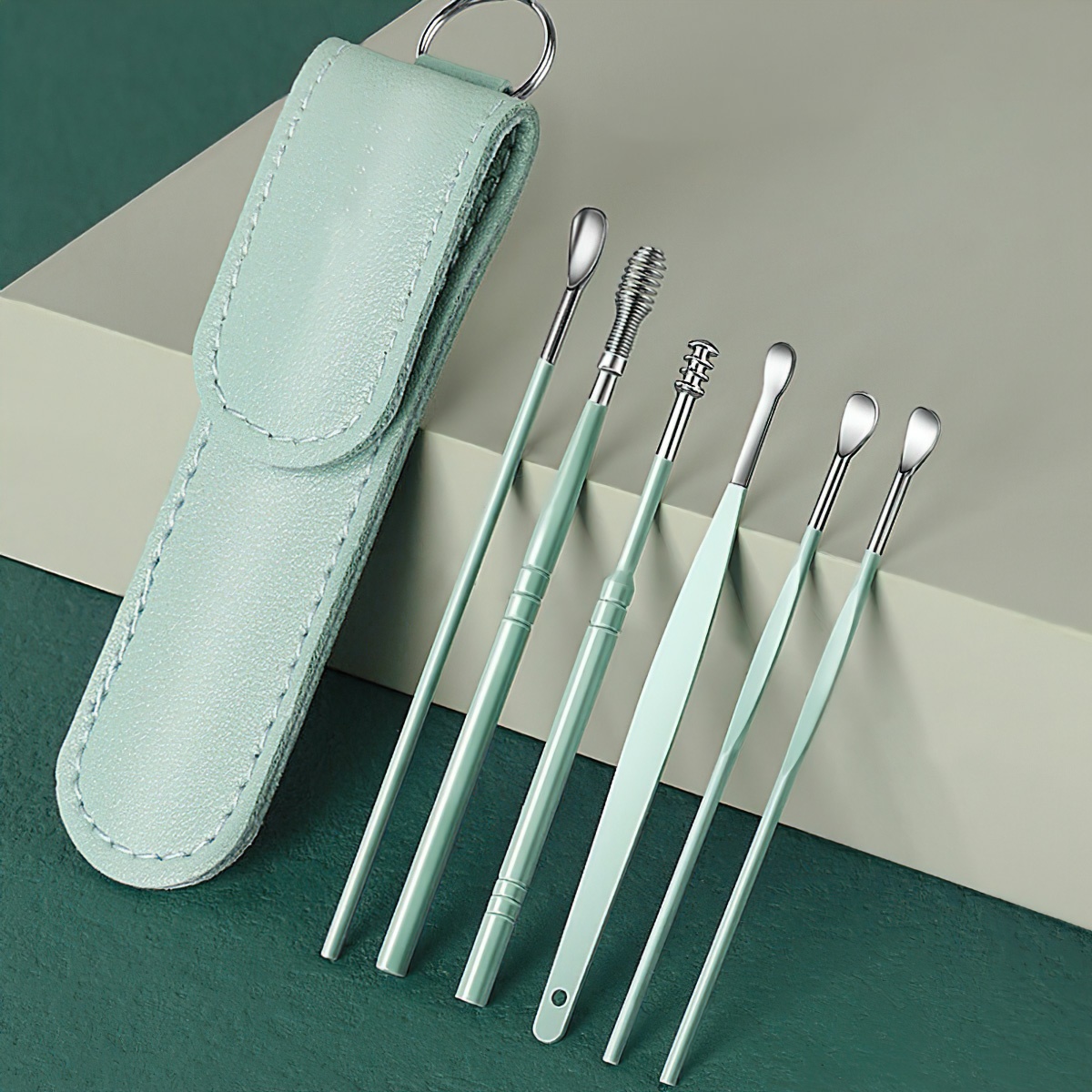 Set of 6 ear cleaning tools, premium stainless steel earwax remover