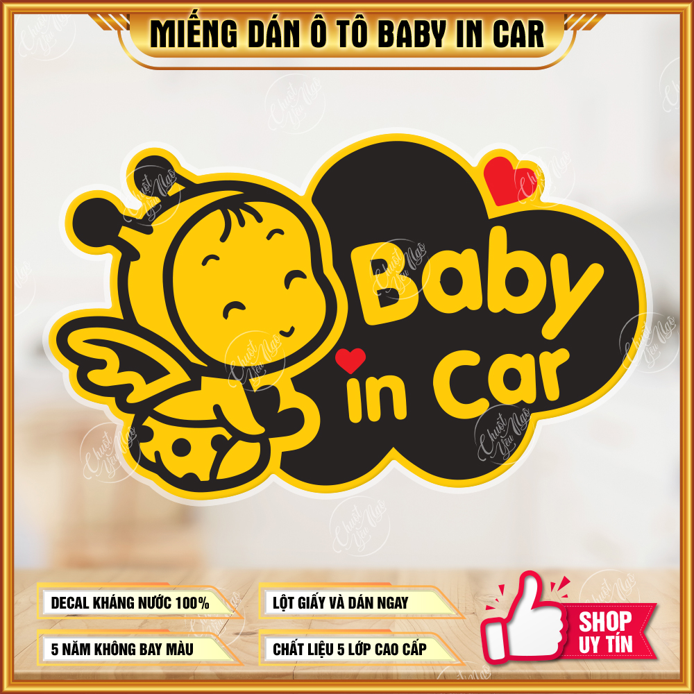 Logo sticker 15cm x 9cm Baby In Car cho xe ô tô