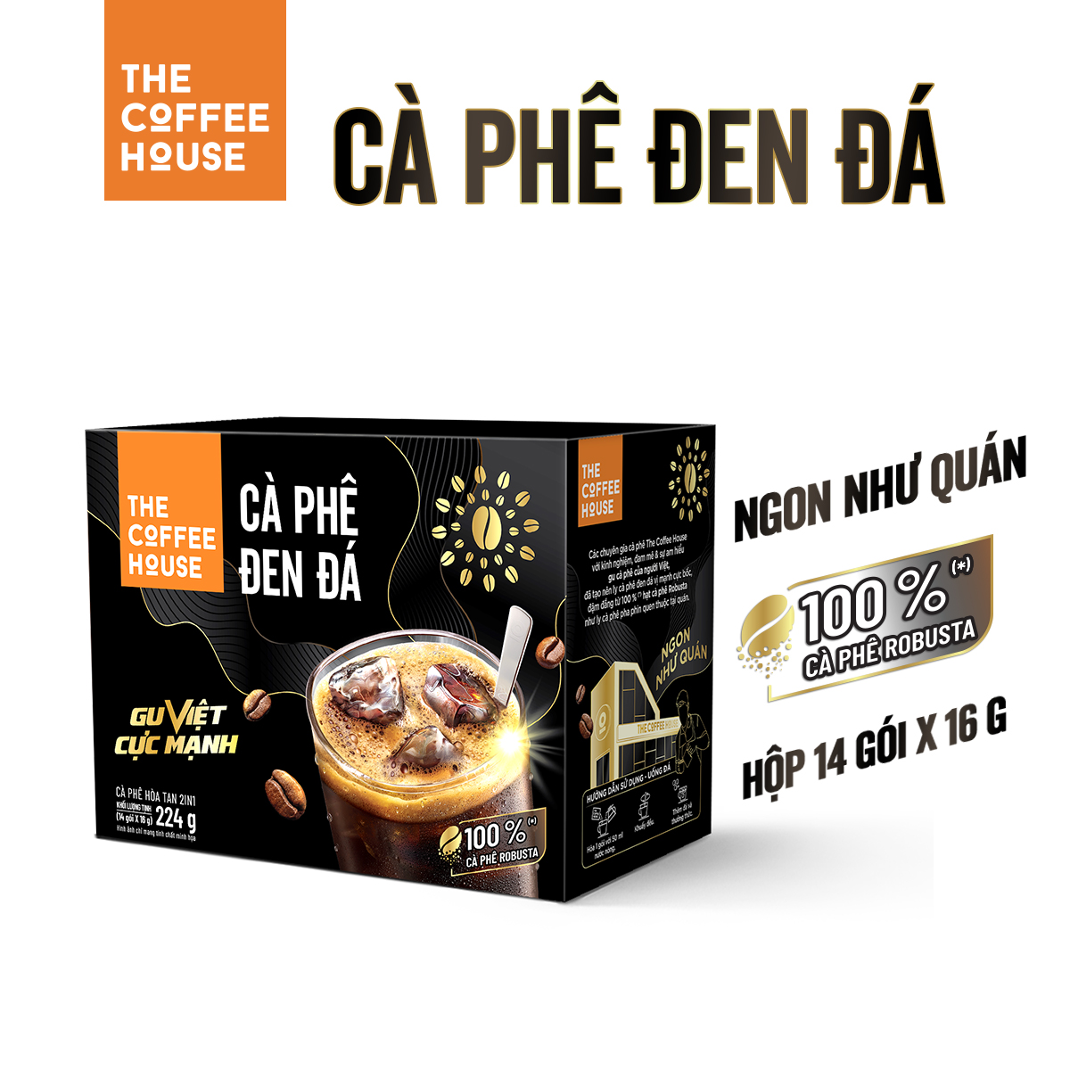 COMBO 2 Hộp cà phê đen đá The Coffee House (Hộp 14 gói x 16 g)
