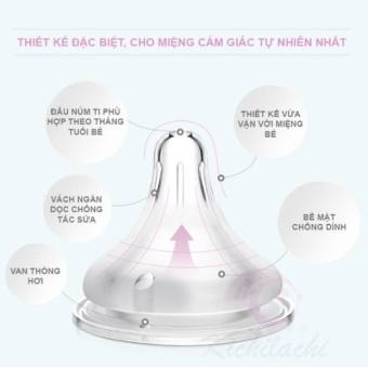 Núm vú cổ rộng silicon siêu mềm Attoon cho bé Size M L XL