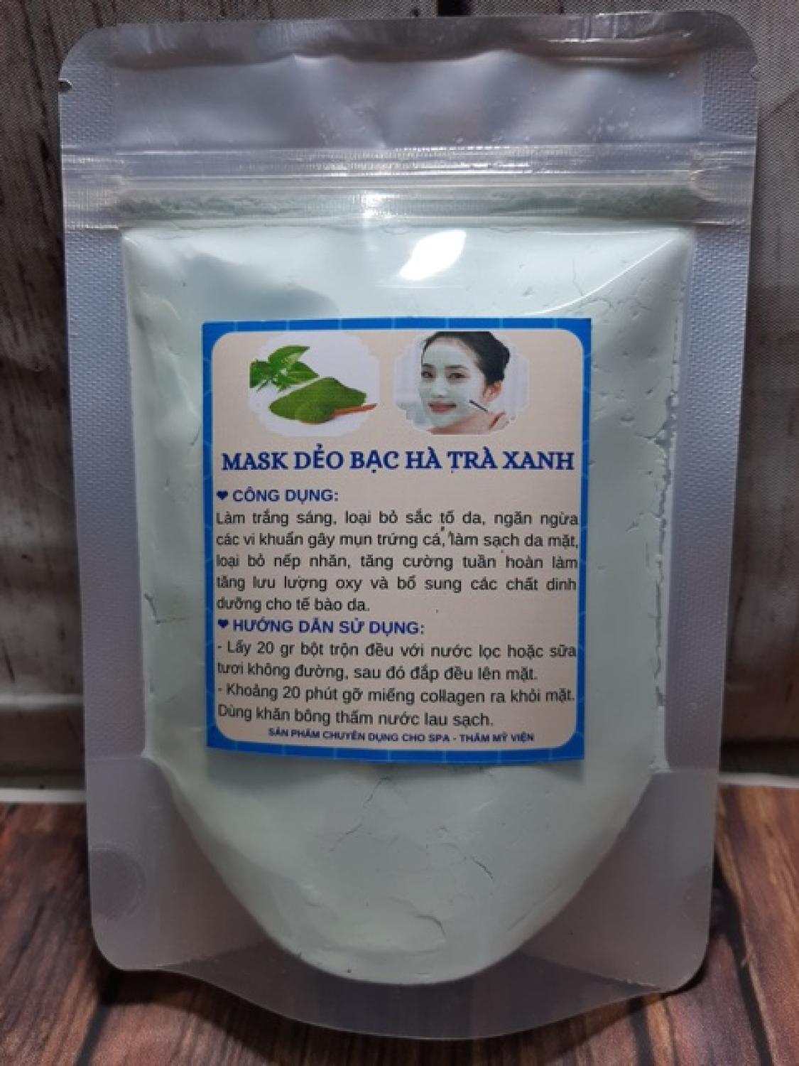 100gr Mask dẻo (bột mặt nạ) Bạc Hà Trà xanh handmade