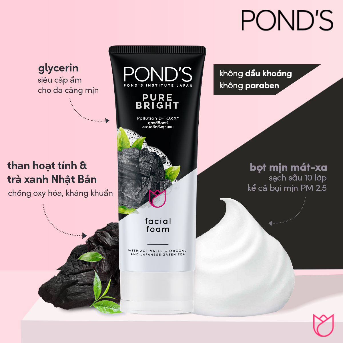 Sữa Rửa Mặt Pond's Đen Than Hoạt Tính