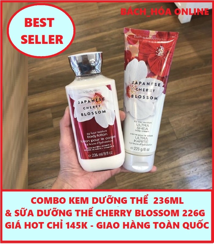 COMBO Kem dưỡng thể và sữa dưỡng thể nước hoa Japanese Cherry Blossom Body Lotion 236ml và 226g cao cấp