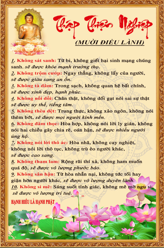 TRANH DÁN TƯỜNG LỜI PHẬT DẠY - TRANH THẬP THIỆN NGHIỆP - TRANH PHẬT DÁN TƯỜNG