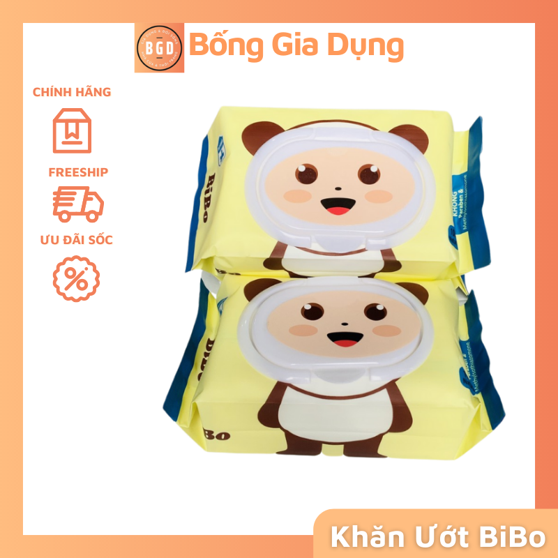 Combo 3 túi khăn ướt không mùi bibo loại 100 tờ/túi