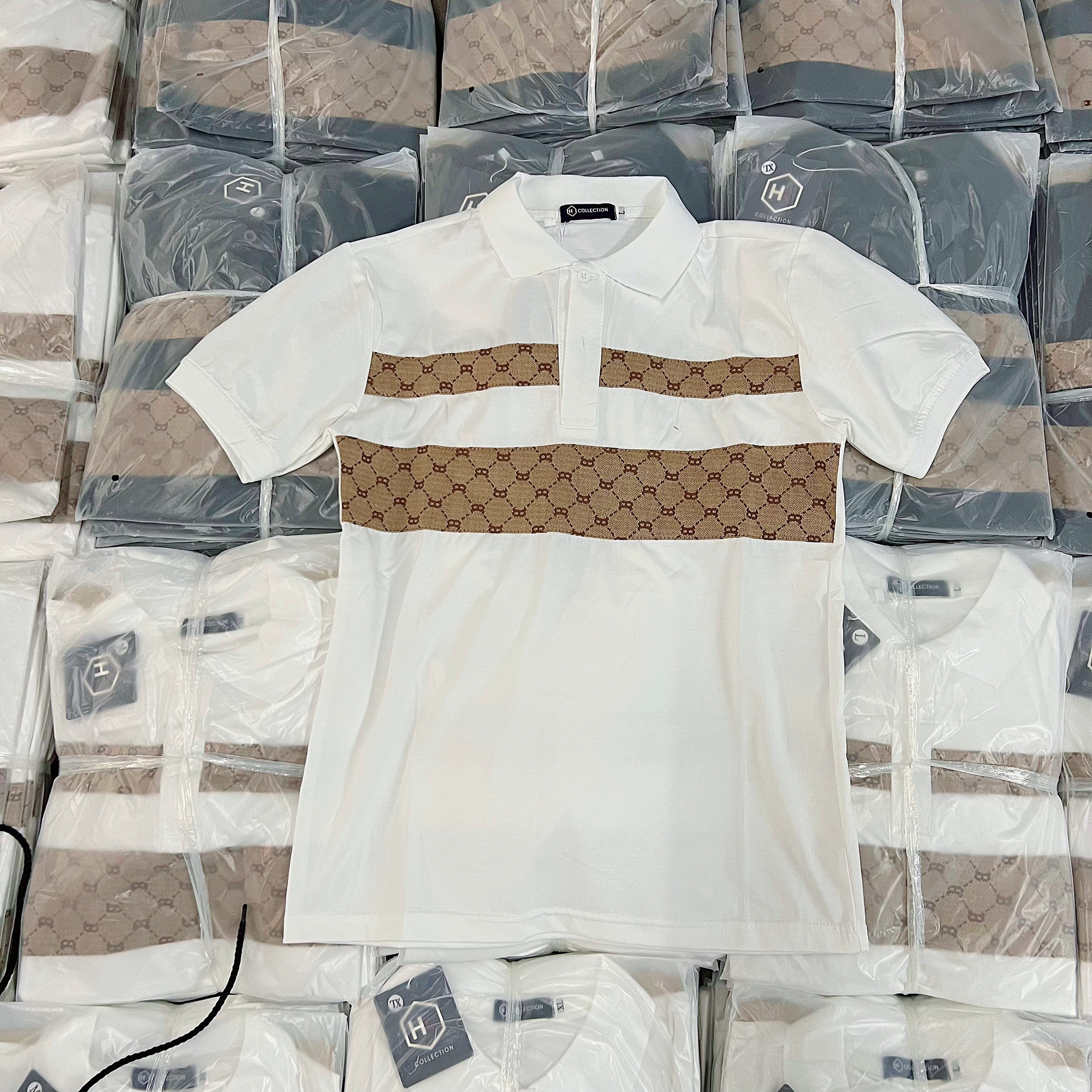 Áo Thun Nam Tay Ngắn Cổ POLO Thêu Phối Cao Cấp Phong Cách Hàn Quốc - Chất Vải Dày Dặn Chuẩn Men Phái Nam