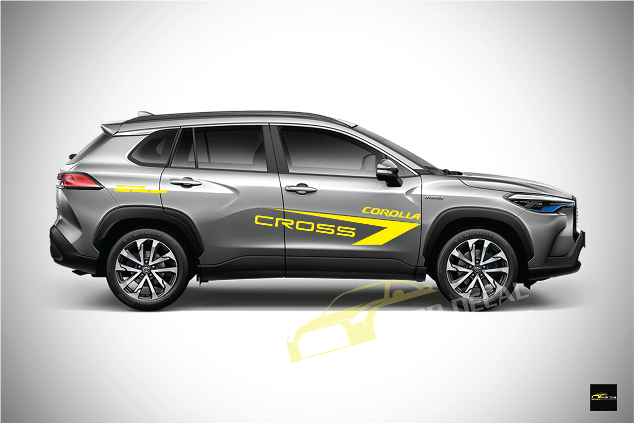 Tem xe Toyota Cross dán 2 bên sườn