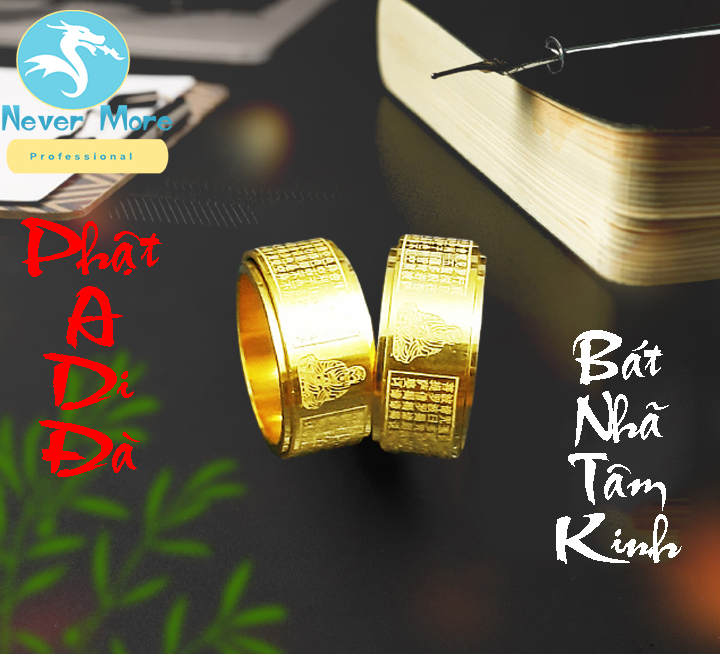 Nhẫn Bát Nhã Tâm Kinh khắc hình phật A Di Đà - Đeo tay vạn sự may