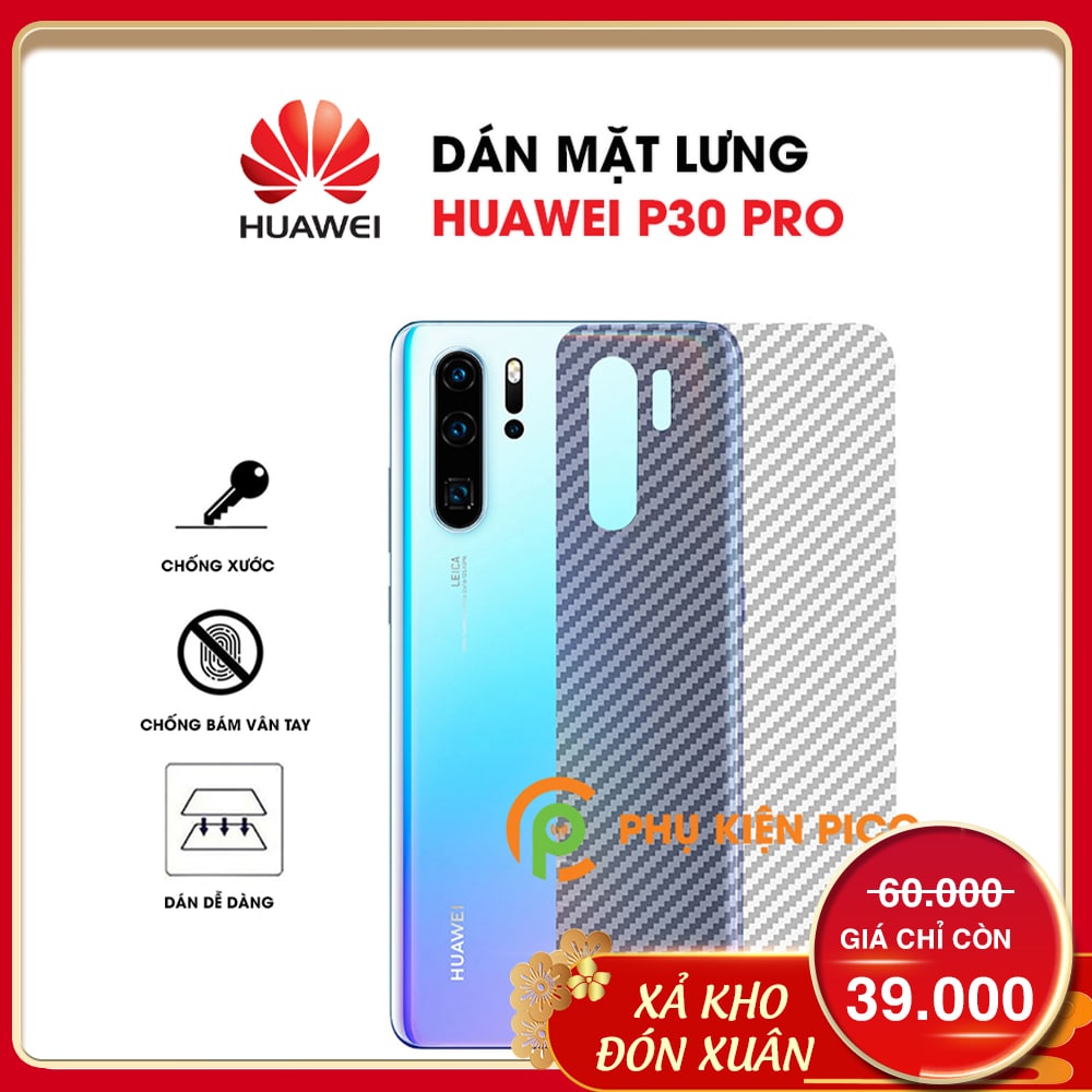 Dán lưng P30 Pro vân carbon 3D - Dán lưng Huawei P30 Pro skin vân carbon 3D chống xước