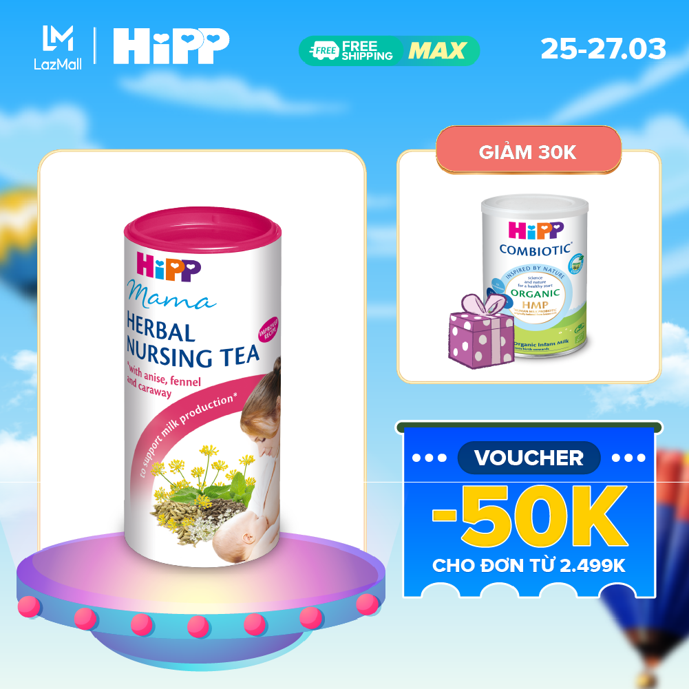 [BEST SELLER] Trà cốm lợi sữa HiPP Mama Herbal Nursing Tea dành cho mẹ sau sinh giúp bồi bổ cơ thể, giảm viêm nhiễm, hỗ trợ và tăng cường lượng sữa, 200g (2348)