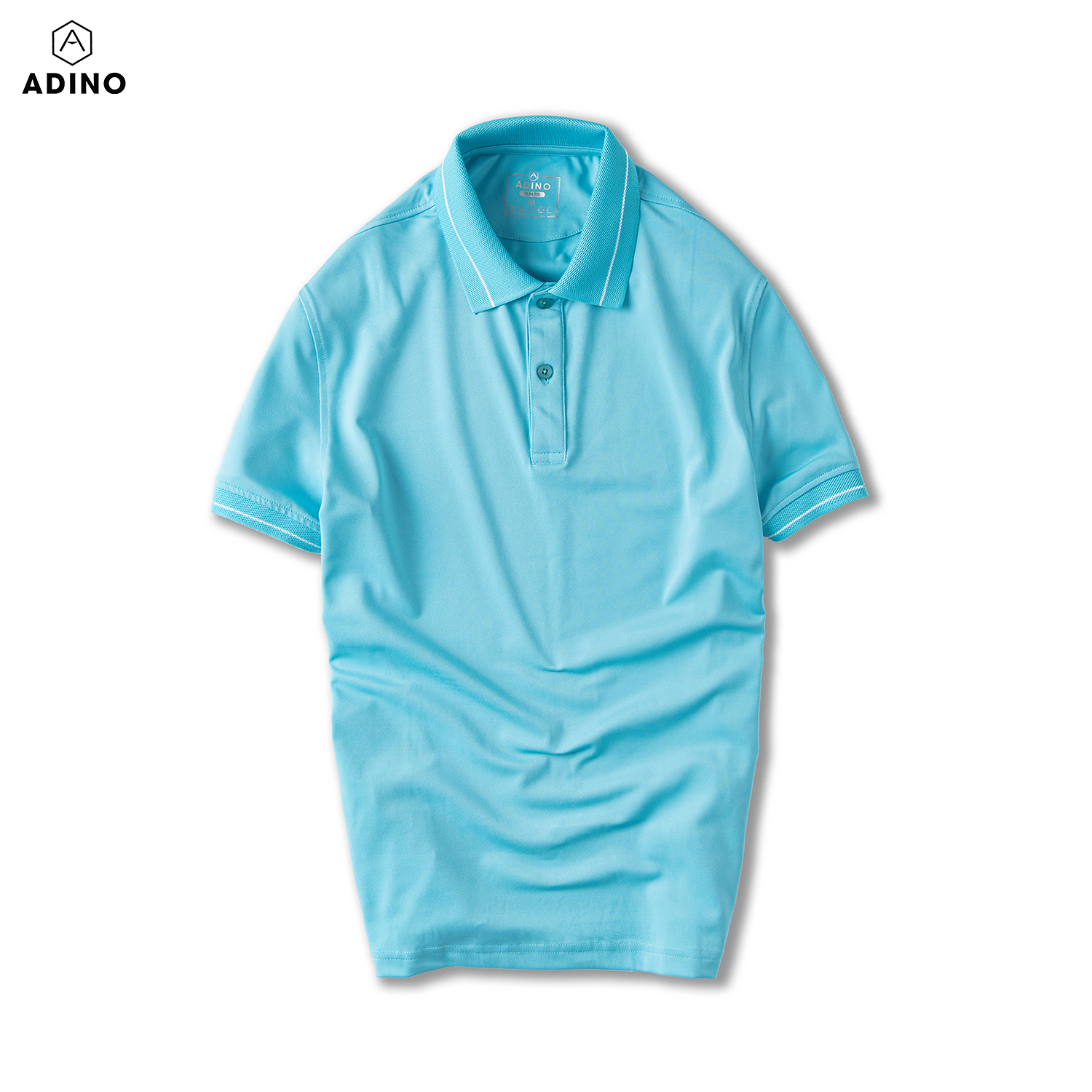 [Nhập LazXuHuong1- giảm 20k đơn 149k|Áo polo nam màu xanh thiên thanh  phối viền ADINO vải polyester cotton không bai xù dáng slimfit công sở hơi ôm trẻ trung AP95