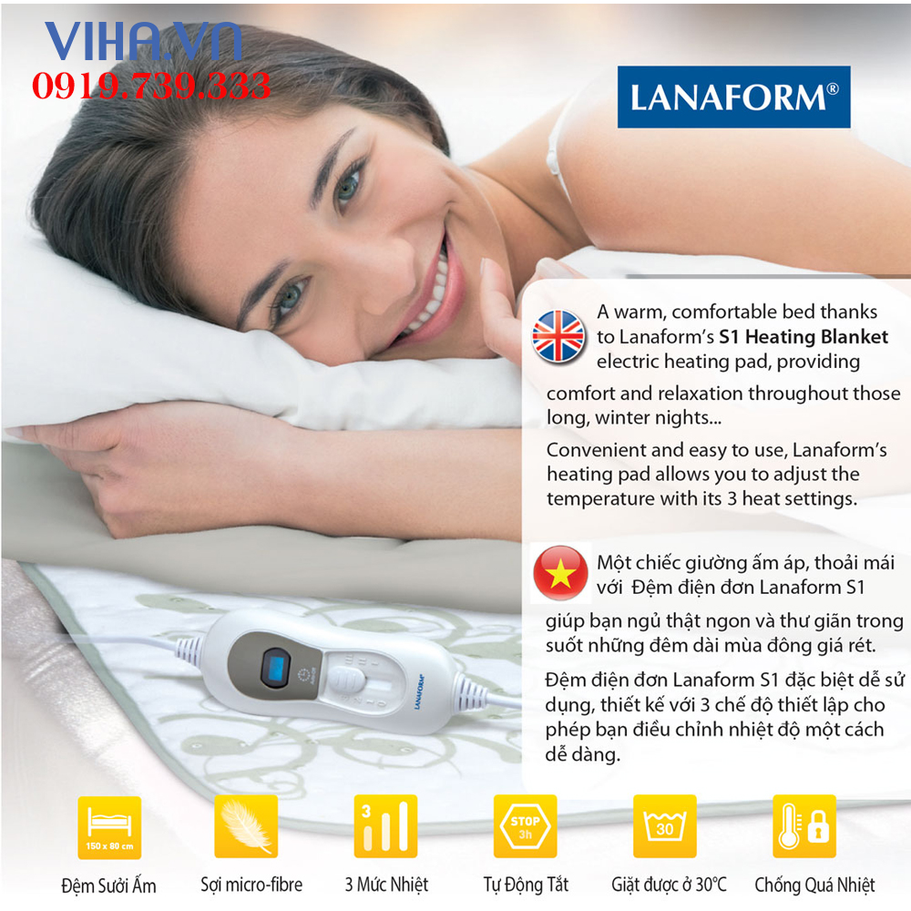 Đệm Điện Đôi Sưởi Ấm Lanaform S2
