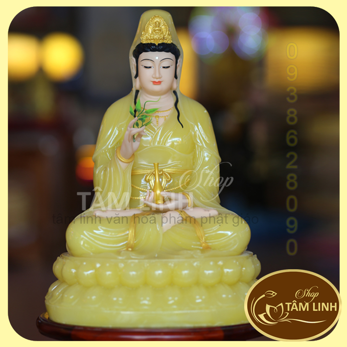 Tượng quan âm bồ tát cao 50 cm bằng đá poly siêu đẹp