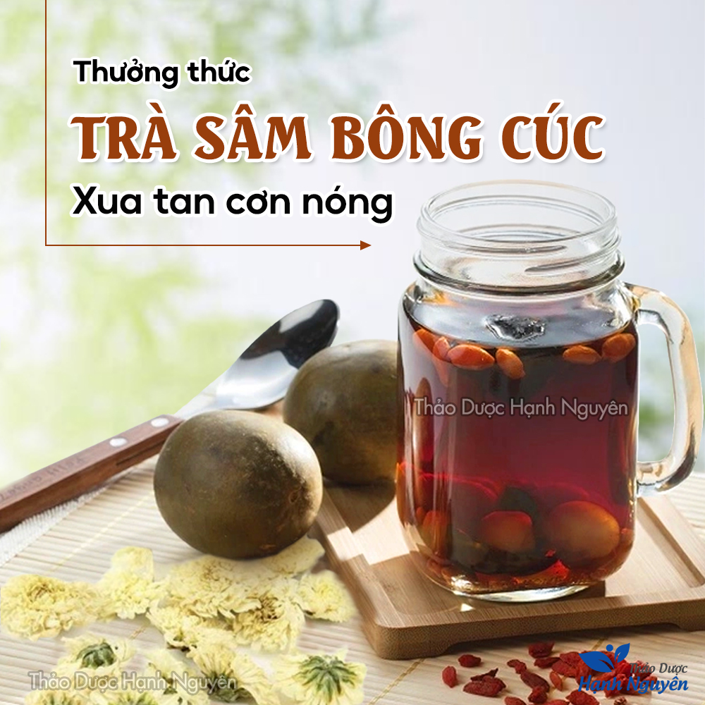 Trà sâm bông cúc 5 set nấu 5-7 lít nước, trà mát gan, thanh nhiệt, giảm nóng trong, tặng kèm hạt chia