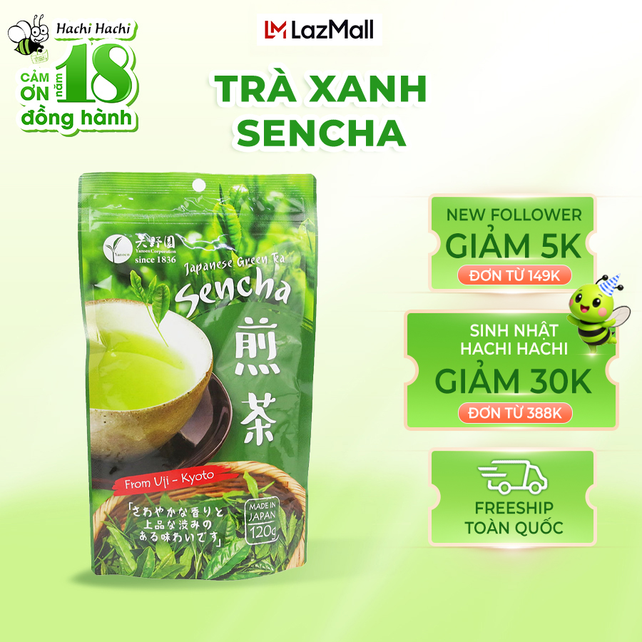 (Lá) Trà xanh Sencha Yanoen 120g - Hachi Hachi Japan Shop