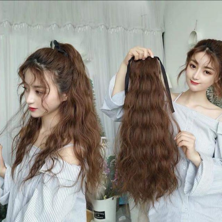 [ hàng loại 1, 60cm ] tóc giả nữ cột xù mì dài, tóc giả buộc, tóc giả xù mì