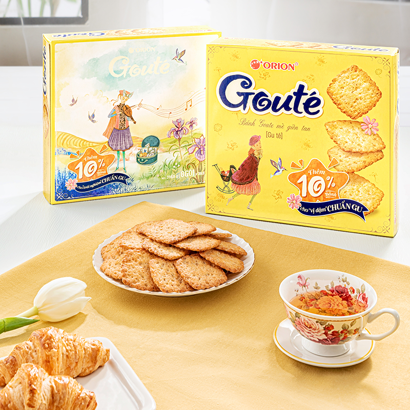 Combo 4 Hộp Bánh Goute Mè Giòn Tan (316,8g x 4) (Giao Màu Ngẫu Nhiên)