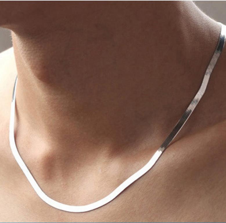 DÂY CHUYỀN NAM DÂY MÌ DẸT MẠ BẠCH KIM 3MM CỰC ĐẸP