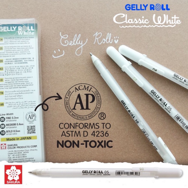 [HCM]Bút Trắng Gelly Roll Sakura Nét (0.5-0.8-1.0)