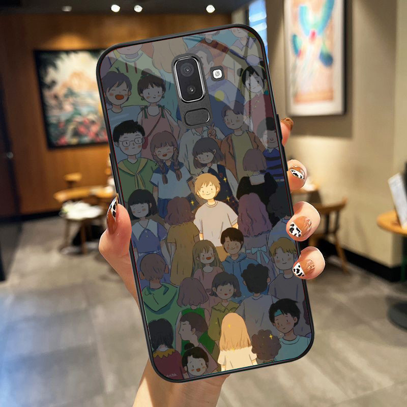 Ốp Lưng SAMSUNG A6 PLUS , J8 mặt kính cường lực cao cấp, ốp đôi