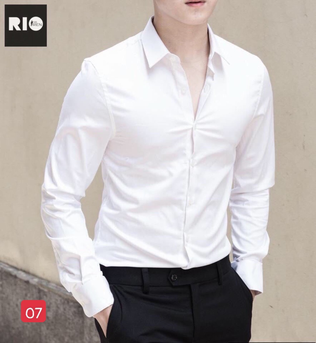 Áo sơ mi nam tay dài vải lụa co dãn thiết kế thời trang thoáng mát ôm body rất đẹp chuẩn thời trang cao cấp hàng shop PVT FASHION
