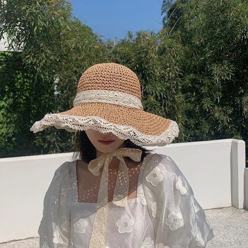 Mũ cói ( Nón cói) mềm handmade phối ren siêu xinh ( SH2A)