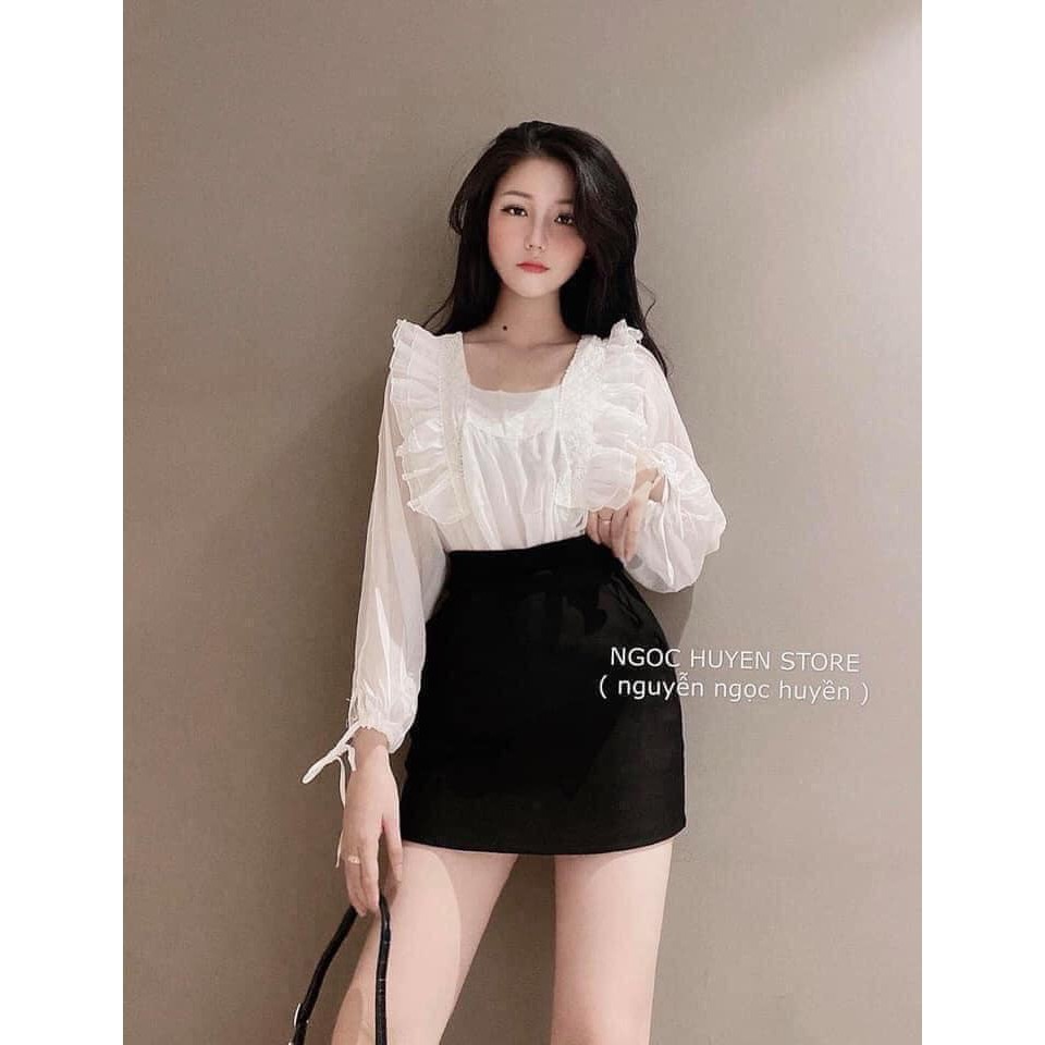 Chân váy chữ A hai túi kèm quần chất UMI cao cấp