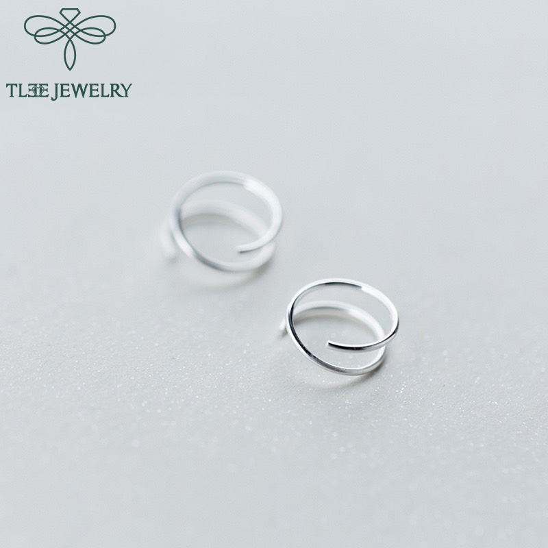 Khuyên tai bạc TLEE xoắn vòng basic cá tính TleeJewelry B0139