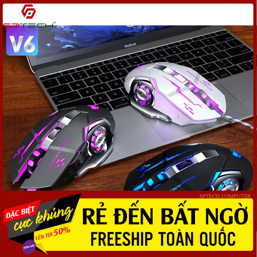 Chuột Gaming Dây 💎𝓕𝓡𝓔𝓔𝓢𝓗𝓘𝓟💎 Mouse Có Dây Gaming T-Wolf V6 (BH 12 Tháng) SPTECH COMPUTER