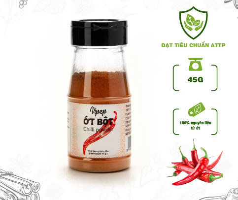 [Hũ 45g] Ớt bột chỉ thiên hũ PET Vipep