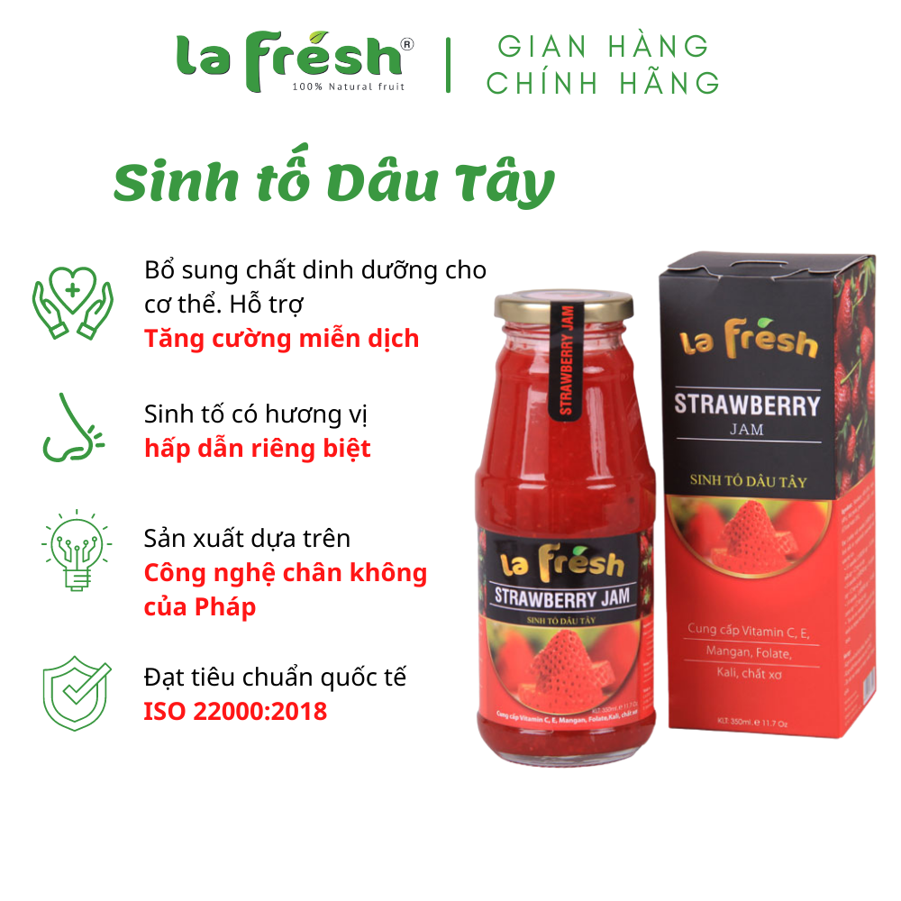 [HCM]Sinh Tố Dâu Tây Lafresh Đà Lạt 350ml