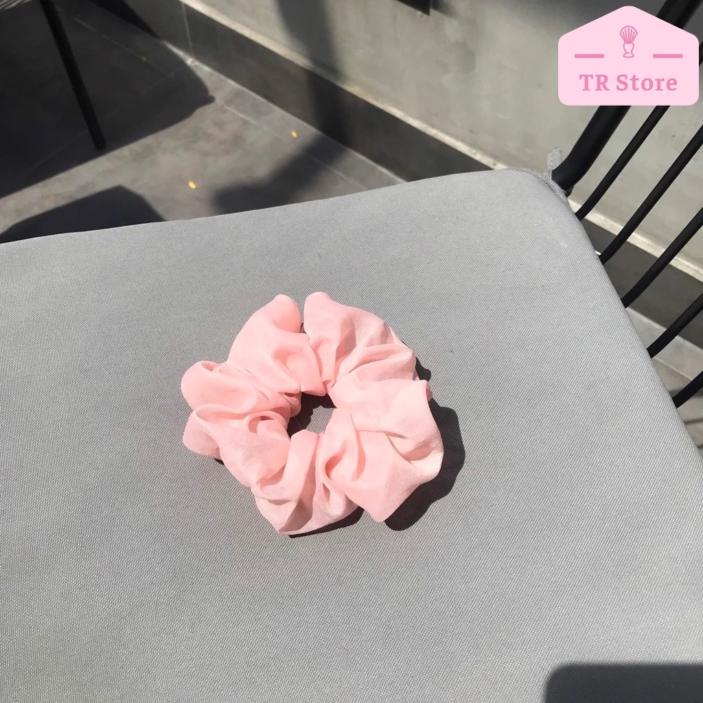 Scrunchies voan lụa gam màu Pastel dịu dàng buộc tóc
