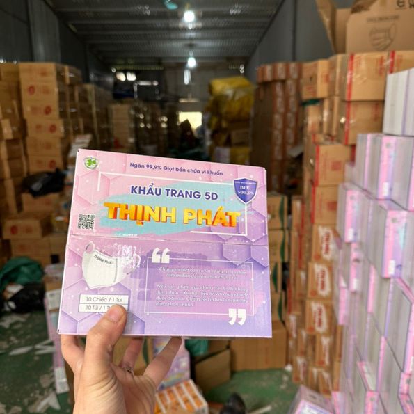 Hộp 100 Chiếc Khẩu Trang 5D Thịnh Phát 3 Lớp Kháng Khuẩn