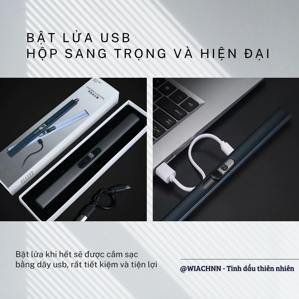 Bật Lửa Sạc Điện USB Plasma WIACHNN Sang Trọng Tiện Ích BLU ( FullBox kèm dây sạc )