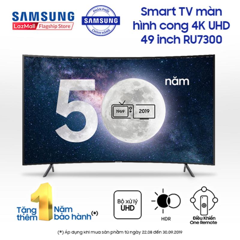 Smart TV Samsung màn hình cong 4K UHD 49 inch - Model UA49RU7300KXXV (2019) - Cải tiến màu sắc PurColor + Bộ xử lý hình ảnh 4K UHD, HDR (tương thích HDR10+) + Điều khiển Tivi bằng điện thoại - Hàng phân phối chính hãng. chính hãng