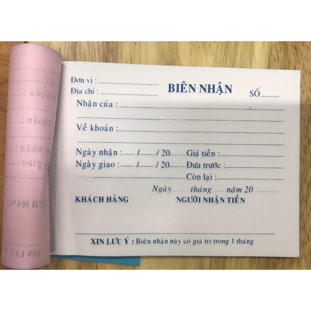 Biên nhận 2 liên (combo 2 cuốn)