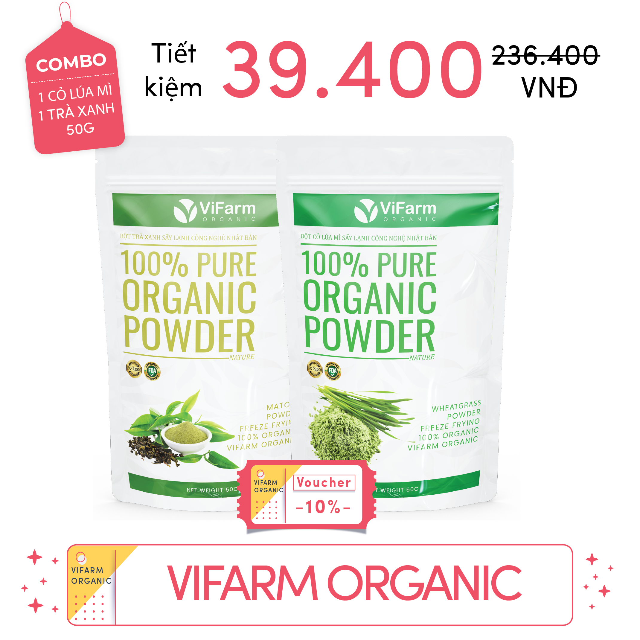 Bột Cỏ Lúa Mì Nguyên Chất ViFarm 50g
