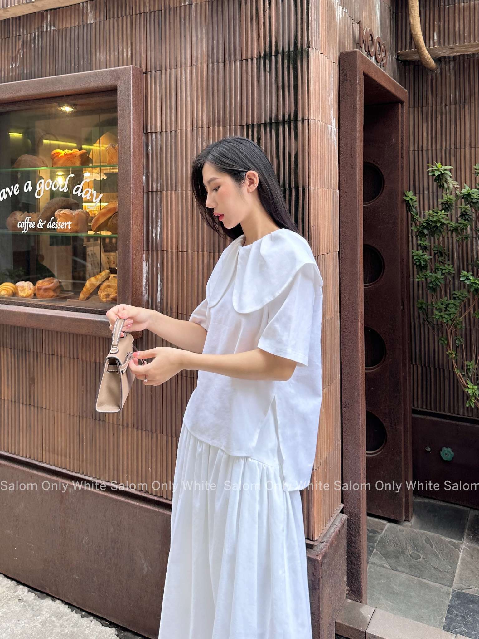 𝐒𝐞𝐭 𝐀́𝐨 𝐒𝐞𝐧 𝐯𝐚̀ 𝐂𝐡𝐚̂𝐧 𝐕𝐚́𝐲 𝐘𝐞̂𝐧 - Áo Cổ Sen và Chân váy Linen Cạp Cao SALOM (Ảnh thật chính chủ)
