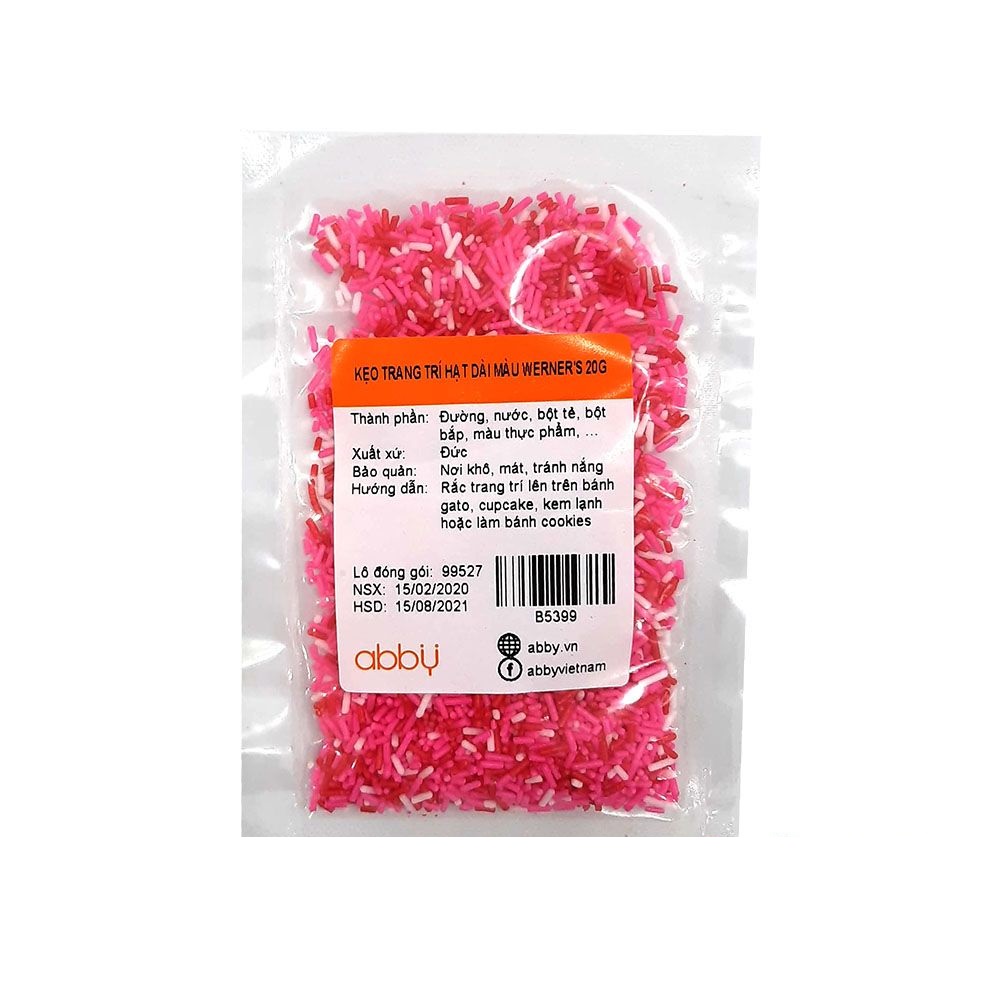 Kẹo trang trí hạt dài màu hiệu Werner’s 20g