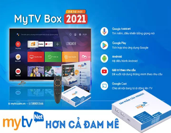 Box Mytv Net 2021- Hàng Chính Hãng - Ram 4G/32G - Truyền Hình OTT Miễn Phí - Tìm Kiếm Bằng Giọng Nói