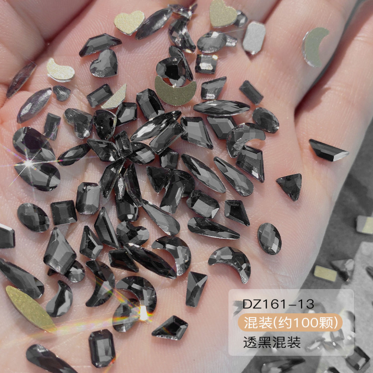Đá pha lê chân bằng, phụ kiện đính móng nail sét 50 viên