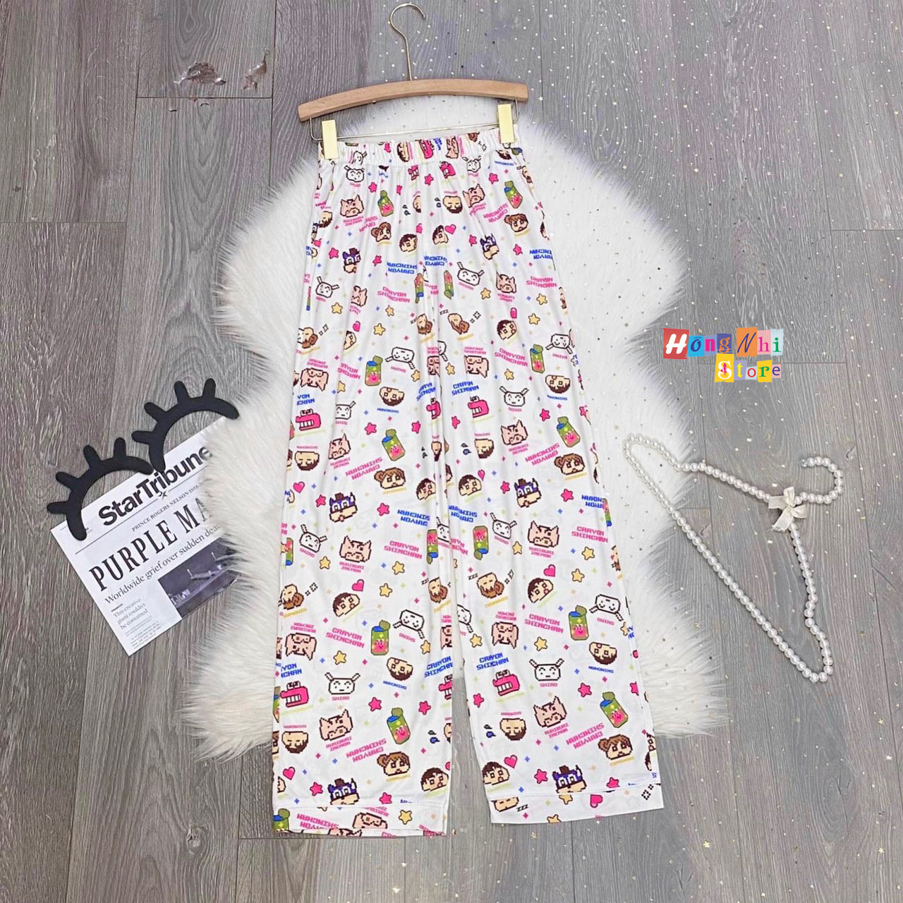 Quần Hoạt Hình Dài Bo Lai Cartoon Pant V2 Oversize Ulzzang Unisex - MM Hồng Nhi Store