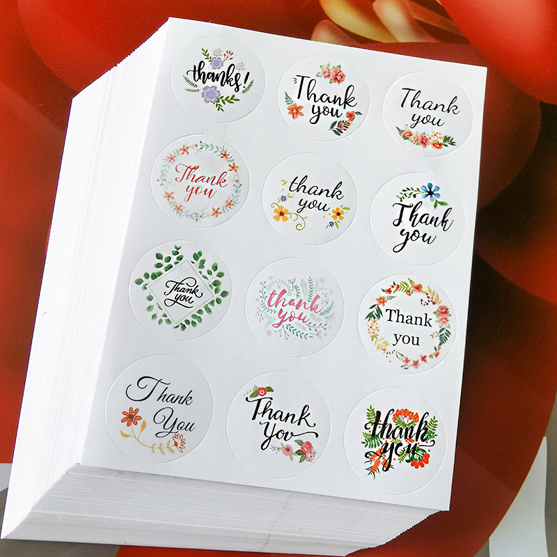 Set 5 miếng dán cảm ơn hình tròn MIM STHANK02