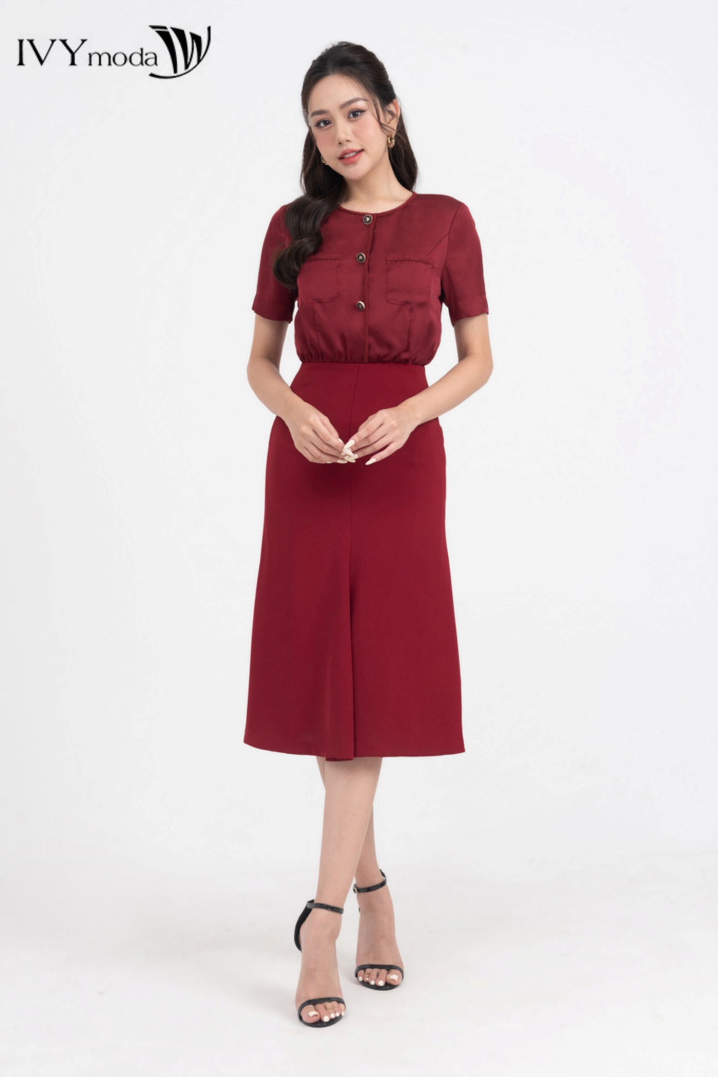 Đầm lụa đuôi cá IVY moda MS 48M8404