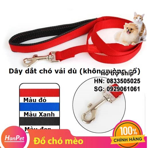 Hanpet - Dây dắt chó mèo vải dù dài 1 mét (không kèm vòng vổ) dành cho chó dưới 20kg