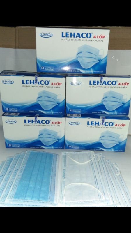 Combo 4 hộp ( 200 cái) khẩu trang 4 lớp LEHACO kháng khuẩn kháng vi rút ( đóng 5 bit mỗi bịt 10 cái) cao cấp