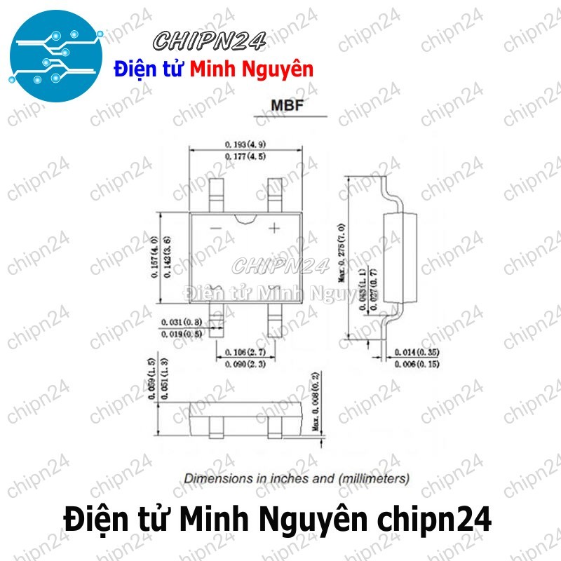 [10 con] (K460) Cầu Diode Dán MB10F SOP-4 0.5A 1000V (SMD) - HH004730