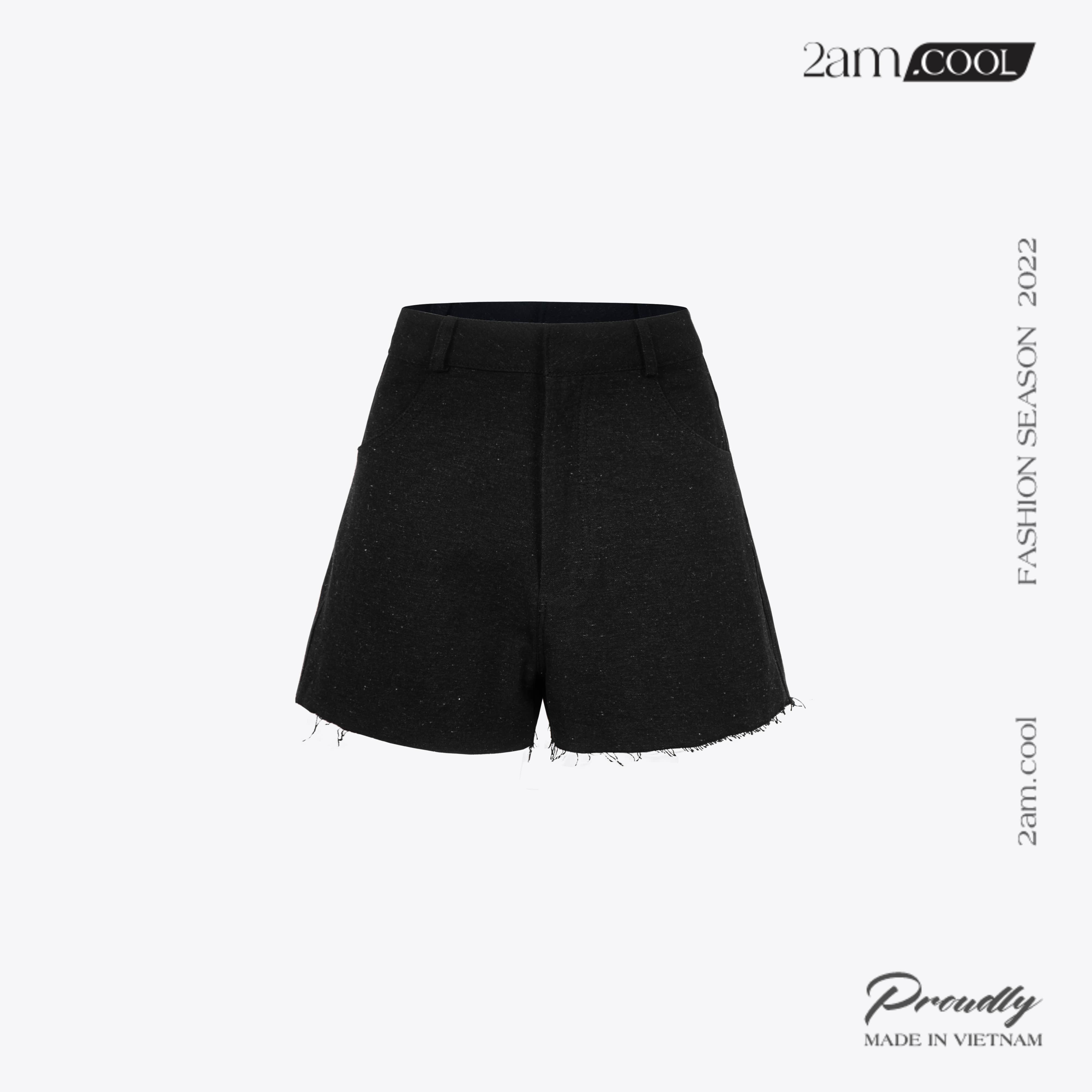 Quần Short Nữ Cạp Cao Kiểu Basic Chất Liệu Jean Dày Dặn 2AM