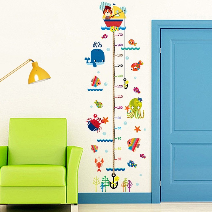 [HCM]Decal đo chiều cao cho bé sinh vật biển
