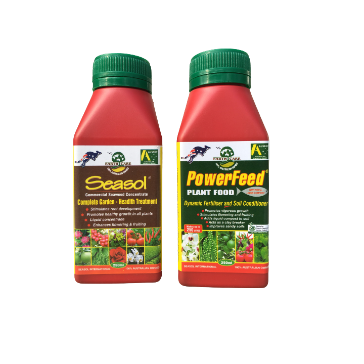 Cặp đôi phân đạm cá Powerfeed và Tảo biển Seasol chai 250ml nhập khẩu Úc.